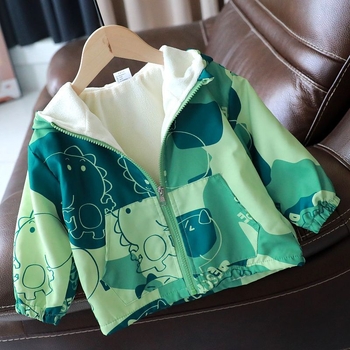 Jachetă de iarnă pentru copii din velur de bumbac, strat dublu, căptușeală din bumbac, închidere cu nasturi ascunți, lungime medie