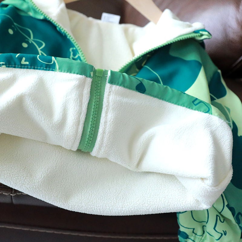 Jachetă de iarnă pentru copii din velur de bumbac, strat dublu, căptușeală din bumbac, închidere cu nasturi ascunți, lungime medie