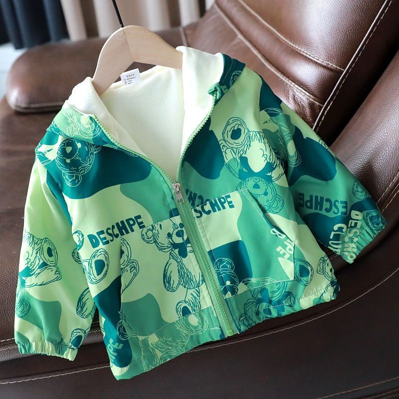 Jachetă de iarnă pentru copii din velur de bumbac, strat dublu, căptușeală din bumbac, închidere cu nasturi ascunți, lungime medie