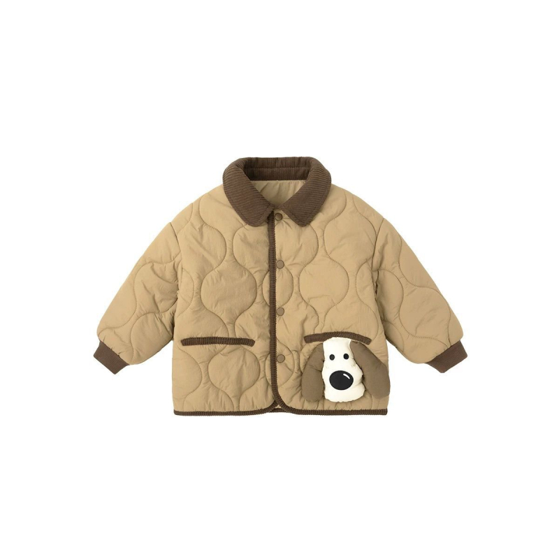 Jachetă din bumbac pentru băieți, cu glugă, finisaj periat, 80–90% bumbac, guler dublu, culoare solidă