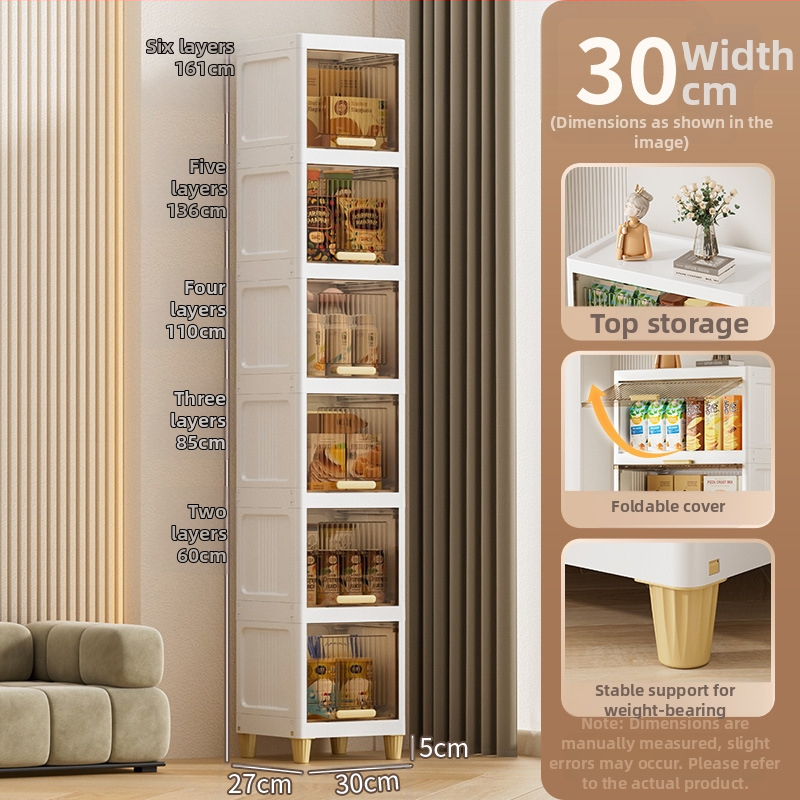 PP materiāla piecu stāvu uzglabāšanas skapis – grīdas statīvs, moderns minimālistiskais stils, piemērots kurpēm, somām, rotaļlietām, sīkumiem un apģērbam.