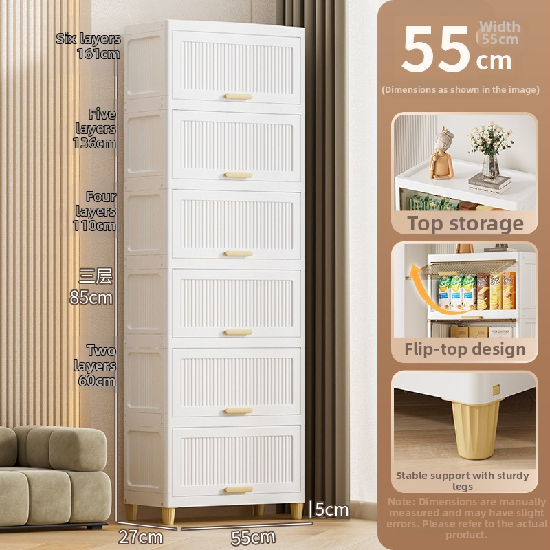 PP materiāla piecu stāvu uzglabāšanas skapis – grīdas statīvs, moderns minimālistiskais stils, piemērots kurpēm, somām, rotaļlietām, sīkumiem un apģērbam.