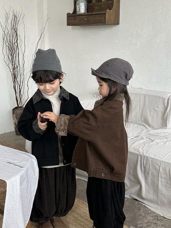 Jachetă pentru copii cu patchwork floral, 100% bumbac, guler rever, închidere cu nasturi, mâneci lungi