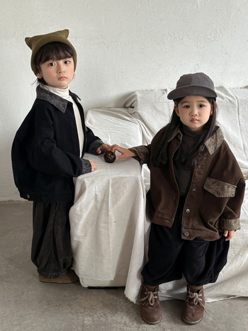 Jachetă pentru copii cu patchwork floral, 100% bumbac, guler rever, închidere cu nasturi, mâneci lungi