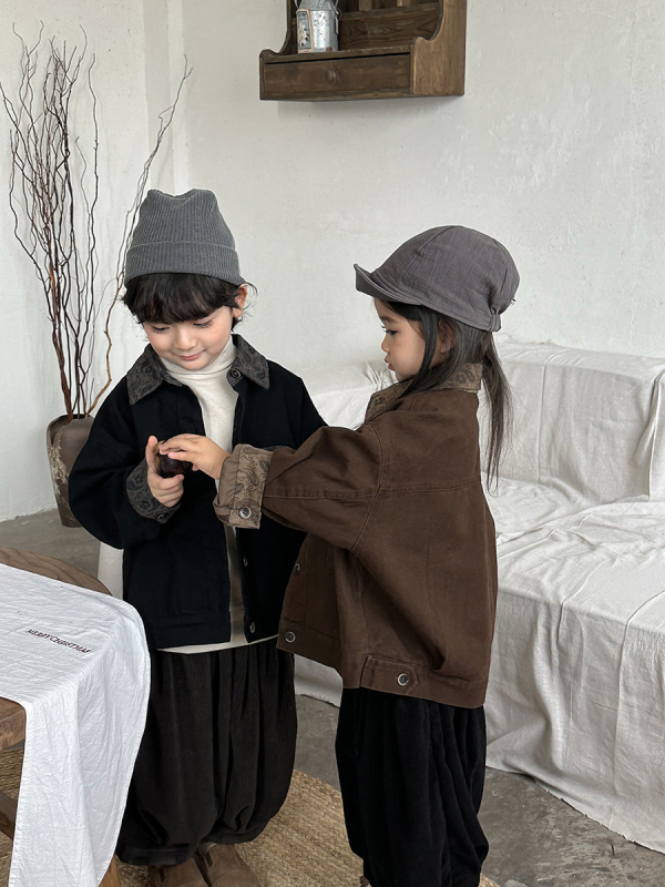 Jachetă pentru copii cu patchwork floral, 100% bumbac, guler rever, închidere cu nasturi, mâneci lungi