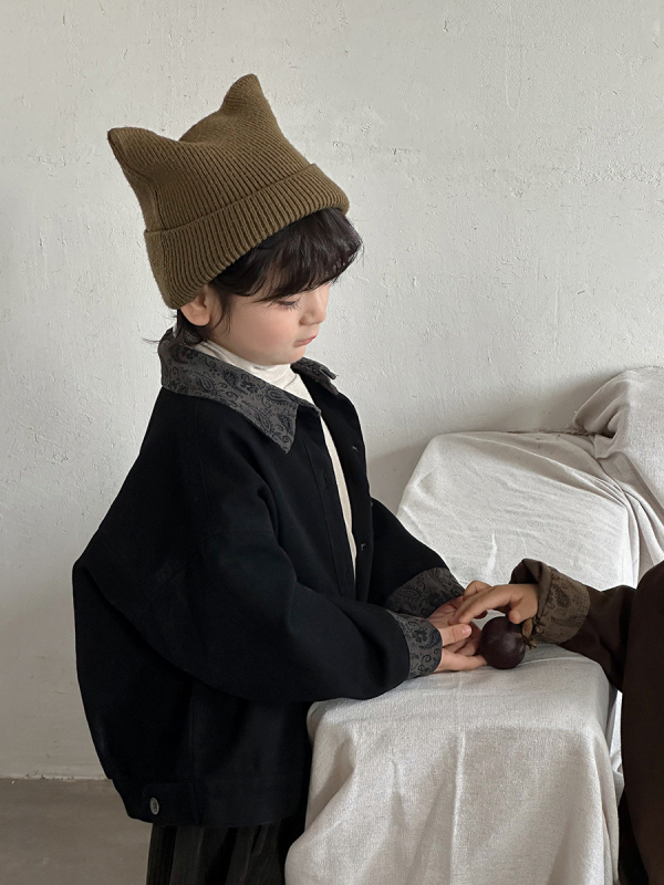 Jachetă pentru copii cu patchwork floral, 100% bumbac, guler rever, închidere cu nasturi, mâneci lungi