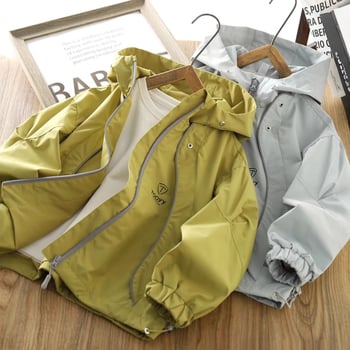 Jachetă pentru copii cu glugă, protecție tripla, impermeabilă și rezistentă la vânt, poliester, mâneci lungi, fermoar, unisex, pentru primăvară, lansare toamnă 2025