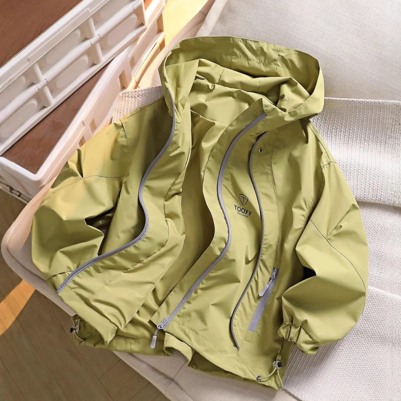 Jachetă pentru copii cu glugă, protecție tripla, impermeabilă și rezistentă la vânt, poliester, mâneci lungi, fermoar, unisex, pentru primăvară, lansare toamnă 2025