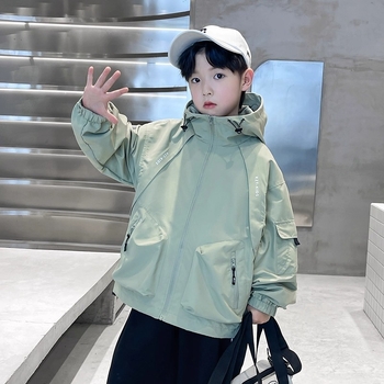 Geacă de toamnă pentru copii, stil coreean, cu glugă, fermoar, guler înalt, pentru copii peste 8 ani