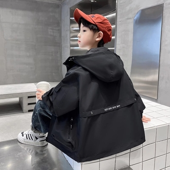 Geacă de toamnă pentru copii, stil coreean, cu glugă, fermoar, guler înalt, pentru copii peste 8 ani