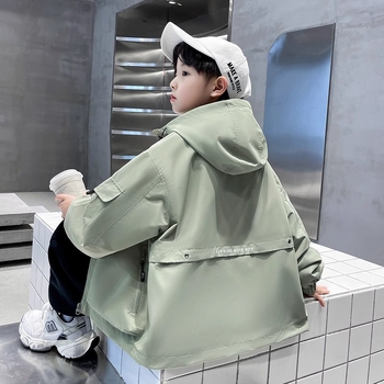 Geacă de toamnă pentru copii, stil coreean, cu glugă, fermoar, guler înalt, pentru copii peste 8 ani