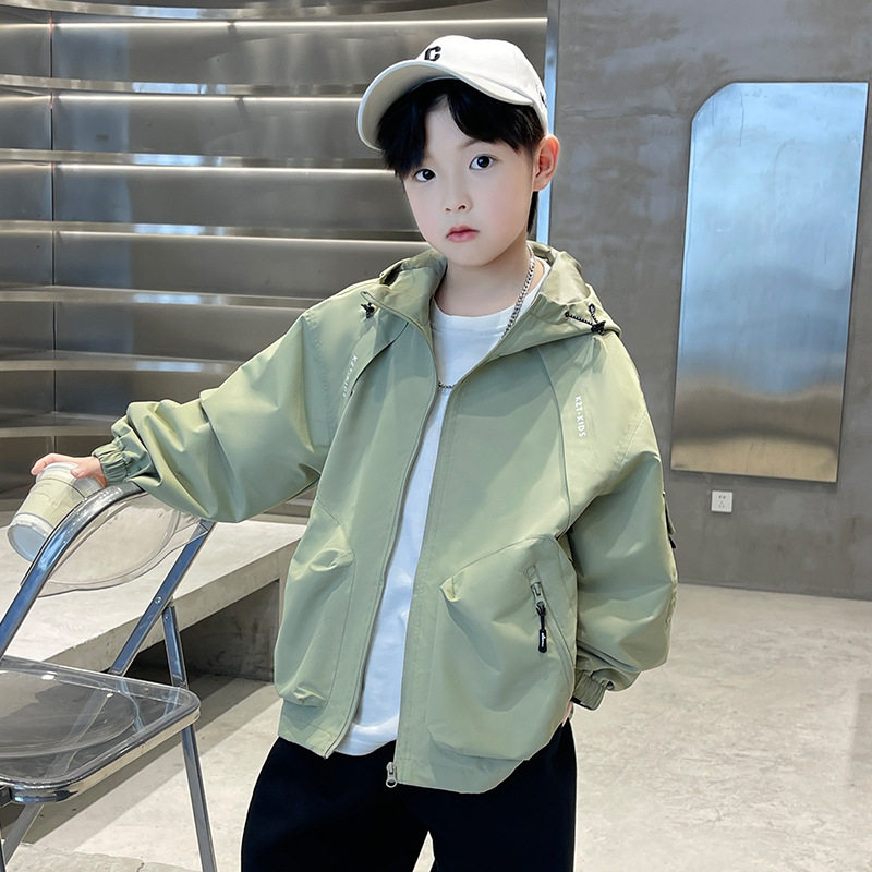 Geacă de toamnă pentru copii, stil coreean, cu glugă, fermoar, guler înalt, pentru copii peste 8 ani