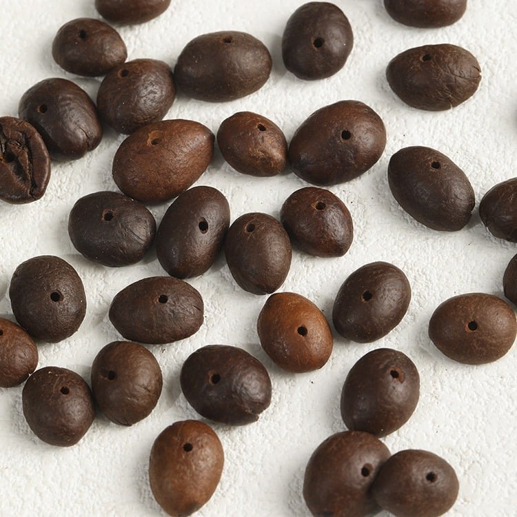 Mărgele din boabe de cafea pentru brățări, realizate manual, model retro totem, primăvara 2025