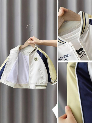 Jachetă pentru copii baseball, stil color-block street, guler baseball, pentru 3–8 ani, primăvară