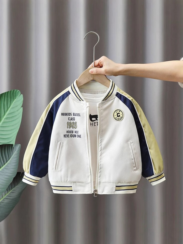 Jachetă pentru copii baseball, stil color-block street, guler baseball, pentru 3–8 ani, primăvară
