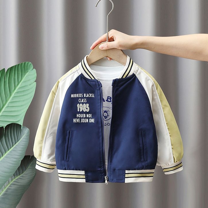 Jachetă pentru copii baseball, stil color-block street, guler baseball, pentru 3–8 ani, primăvară