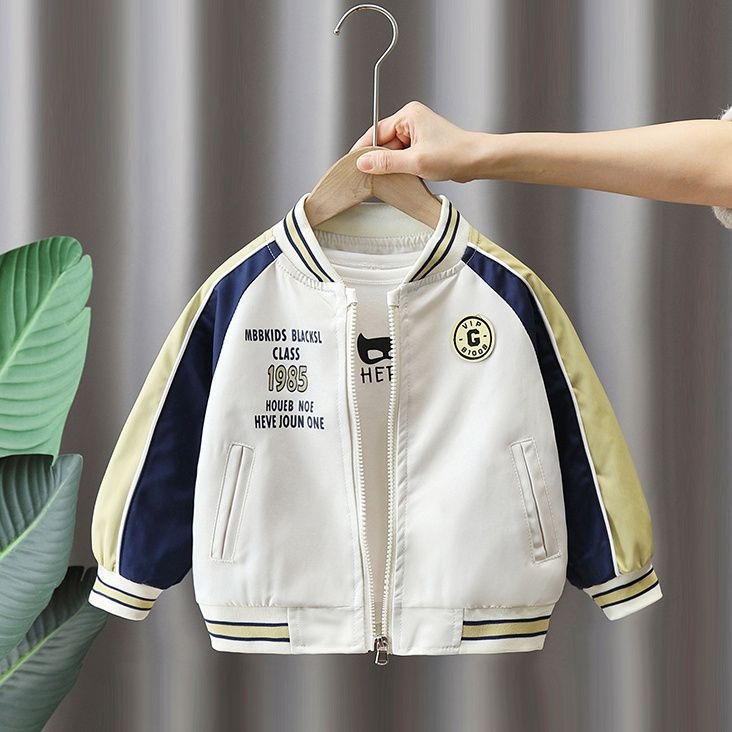 Jachetă pentru copii baseball, stil color-block street, guler baseball, pentru 3–8 ani, primăvară