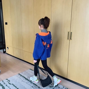 Jachetă din fleece pentru copii cu fermoar, căptușeală din poliester, model desen animat, iarnă groasă, 3–8 ani