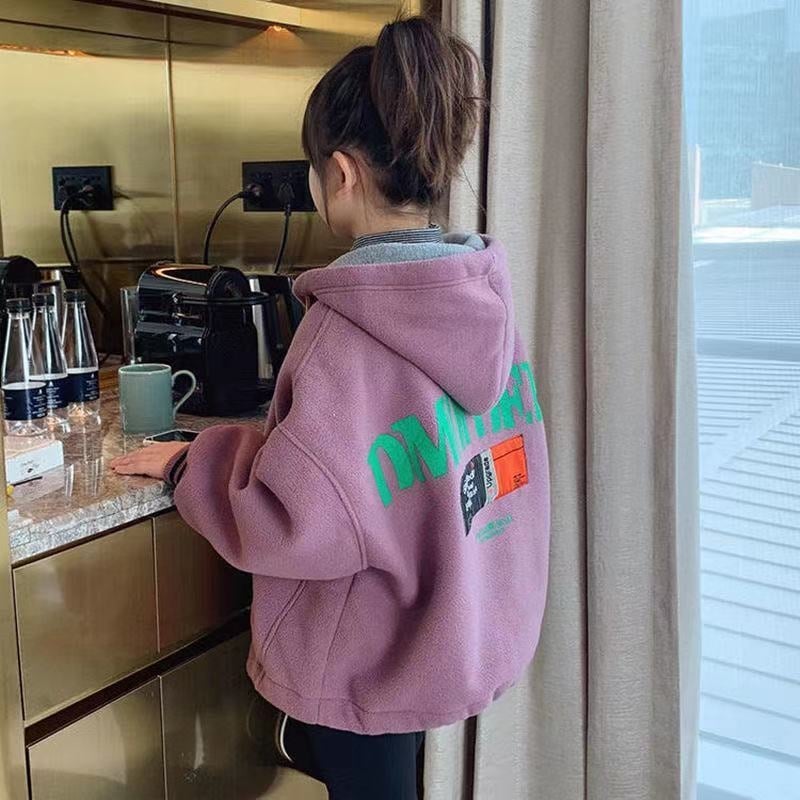 Jachetă din fleece pentru copii cu fermoar, căptușeală din poliester, model desen animat, iarnă groasă, 3–8 ani