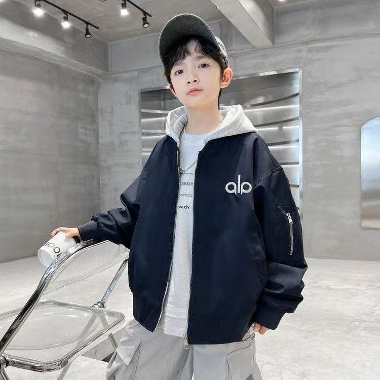 Geacă pentru băieți cu glugă, toamna 2025, mâneci lungi, fermoar, poliester 70–80%