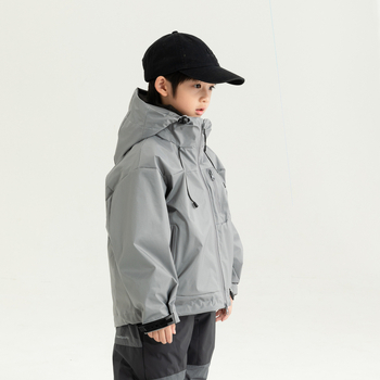 Jachetă de iarnă pentru copii, impermeabilă și rezistentă la vânt, material principal: nylon 93% / poliester 7%, căptușeală poliester, grosime accentuată, pentru vârsta 3-8 ani, fermoar, glugă ne detașabilă