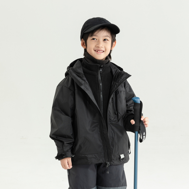 Jachetă de iarnă pentru copii, impermeabilă și rezistentă la vânt, material principal: nylon 93% / poliester 7%, căptușeală poliester, grosime accentuată, pentru vârsta 3-8 ani, fermoar, glugă ne detașabilă