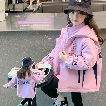 Geacă 3-in-1 pentru fete, toamnă/iarnă, cu glugă, groasă, pentru nou-născuți