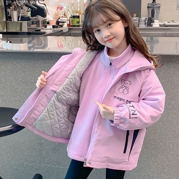 Geacă 3-in-1 pentru fete, toamnă/iarnă, cu glugă, groasă, pentru nou-născuți