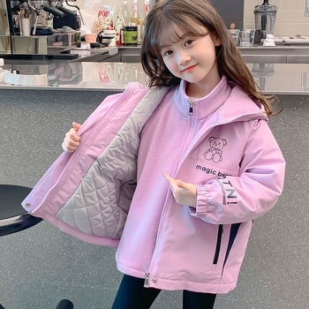 Geacă 3-in-1 pentru fete, toamnă/iarnă, cu glugă, groasă, pentru nou-născuți