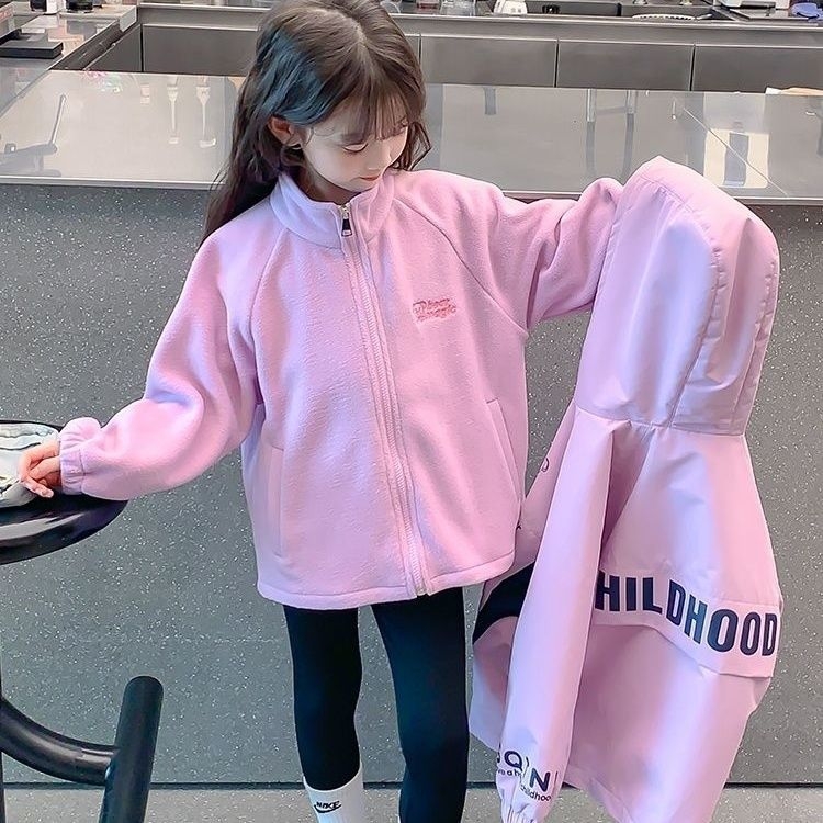 Geacă 3-in-1 pentru fete, toamnă/iarnă, cu glugă, groasă, pentru nou-născuți