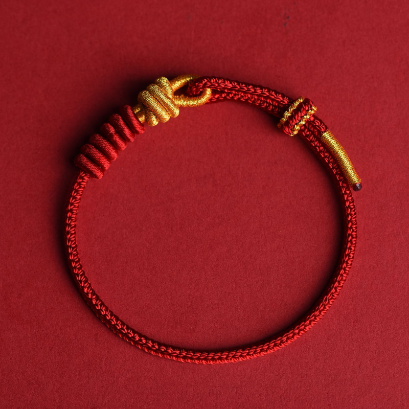 Brățară cu cristale pentru anul zodiacal cu șnur - lucrată manual, stil etnic, unisex, origine Lianyungang, primăvara 2025