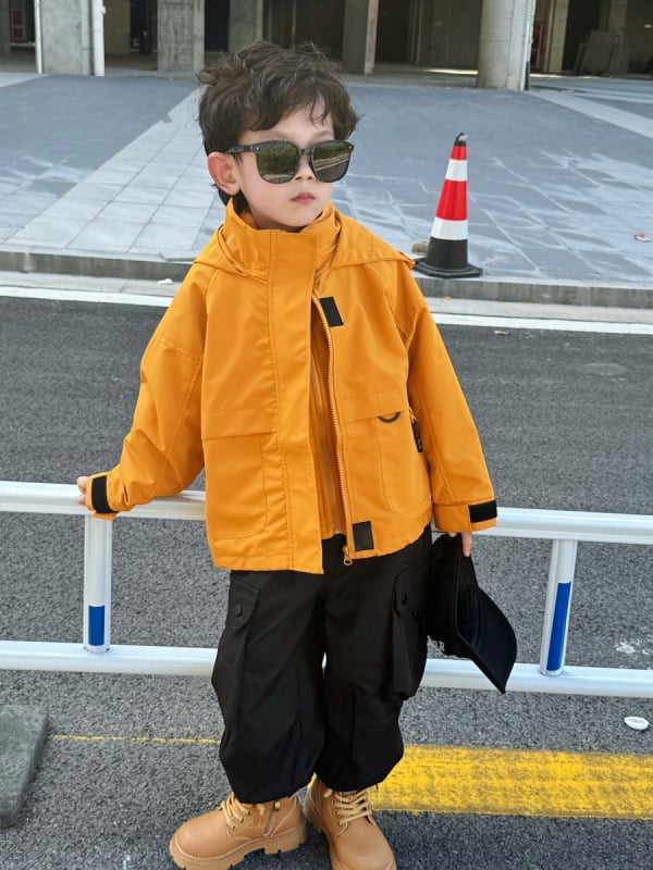 Jachetă de copii 3-în-1 cu glugă, impermeabilă, rezistentă la vânt, cu căptușeală detașabilă