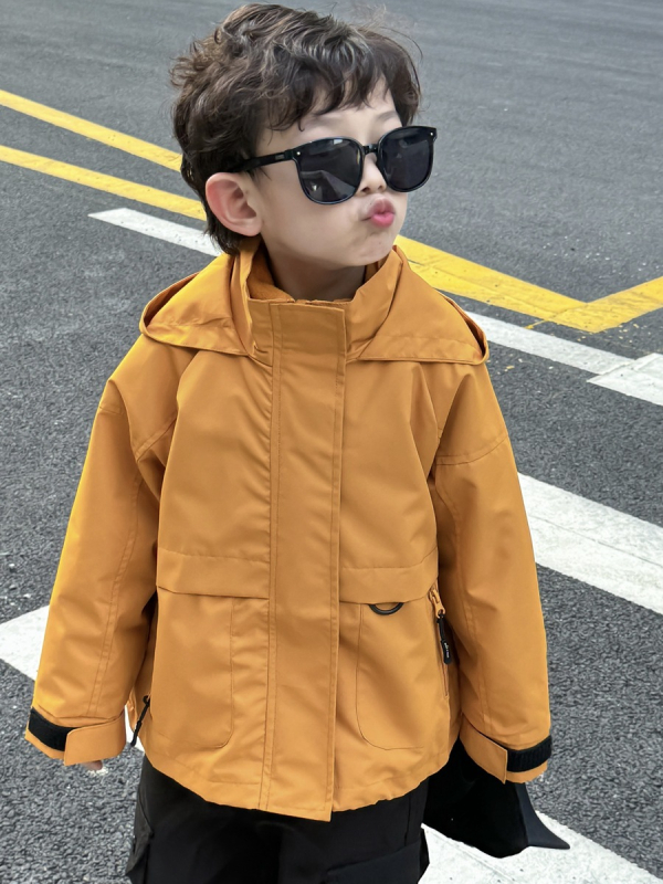Jachetă de copii 3-în-1 cu glugă, impermeabilă, rezistentă la vânt, cu căptușeală detașabilă