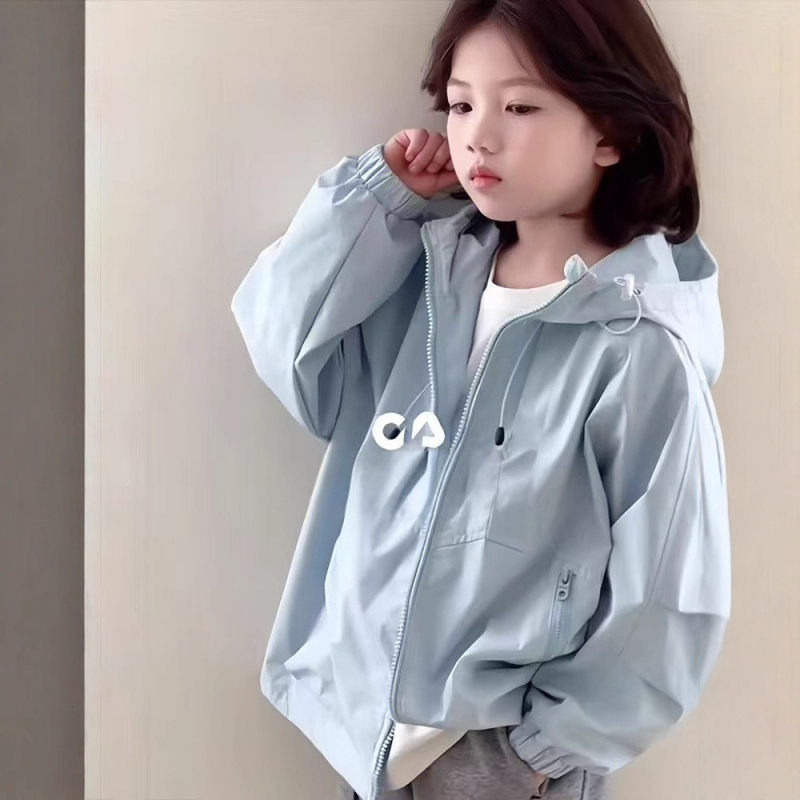 Jachetă pentru copii cu glugă de toamnă, lungime medie, exterior poliester, căptușeală poliester, închidere cu fermoar, culoare uni, pentru copii peste 8 ani