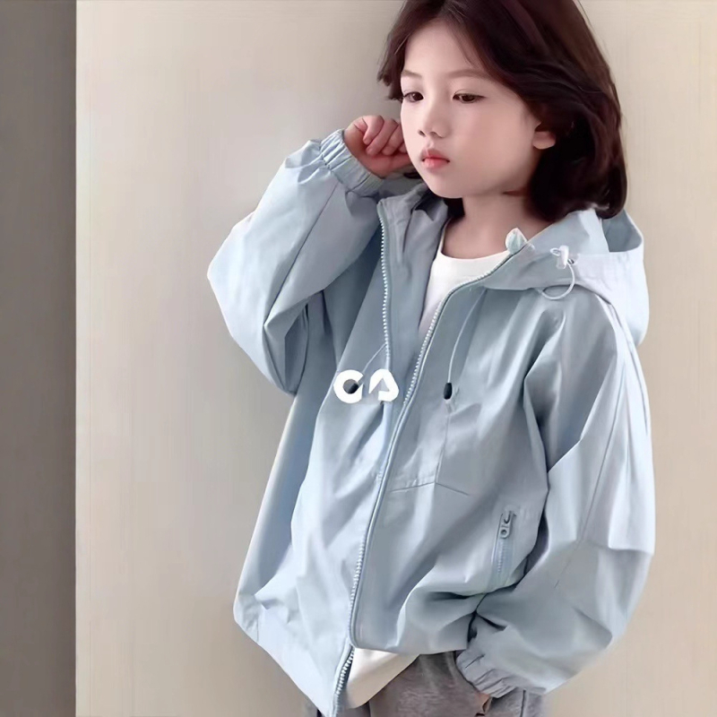 Jachetă pentru copii cu glugă de toamnă, lungime medie, exterior poliester, căptușeală poliester, închidere cu fermoar, culoare uni, pentru copii peste 8 ani