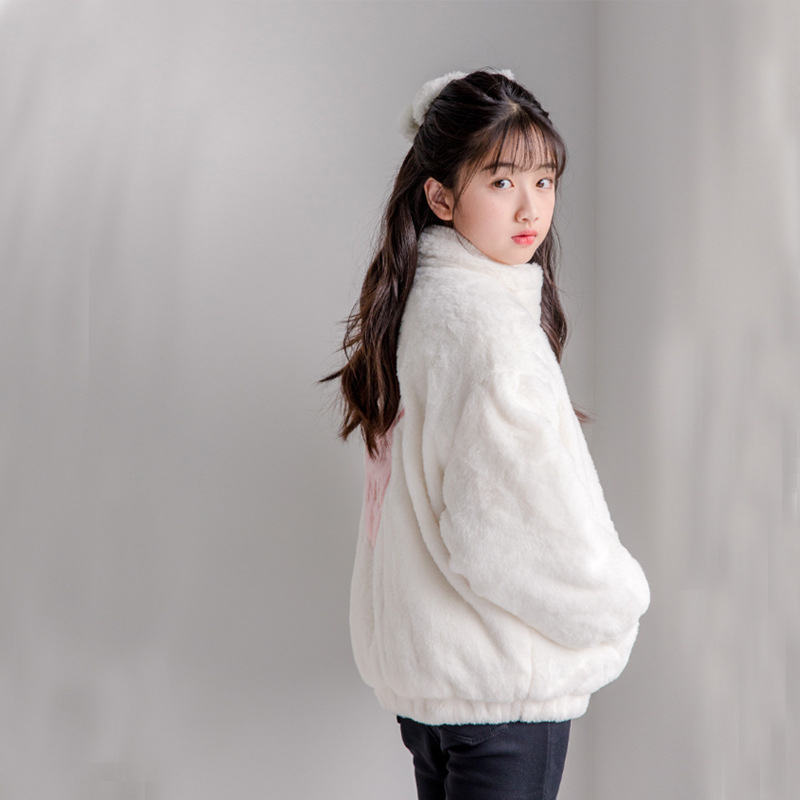 Jachetă de iarnă pentru fete, umplutură din puf și bumbac, model în carouri, căptușeală groasă din lână, guler rotund, mâneci lungi, croială scurtă