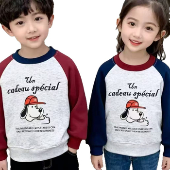 Dječja fleks mikina s raglan rukavima, unisex, jesen-zima, mješavina pamuka i poliestera, mekana tkanina, uzorak životinje/slova