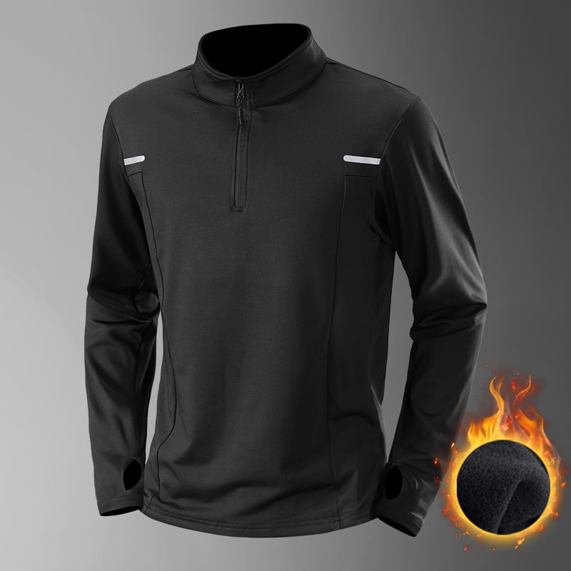 Muški zimski termalni top za bazni sloj – dugi rukav, duljina do bokova, mikro-veluro podstava, brzo sušenje poliestera 91–95%