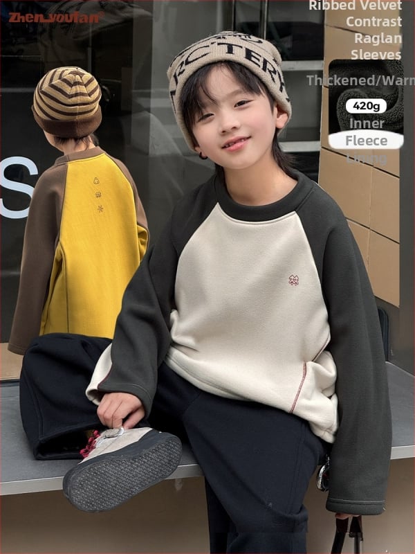 Tricou termic de bază pentru băieți, țesătură Derong, mâneci lungi, guler rotund, iarnă 2025, căldură groasă, 95,9% poliester, 4,1% spandex