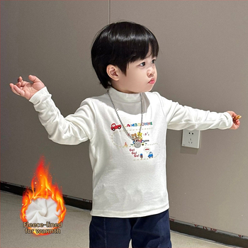 Top de bază pentru copii, mâneci lungi, guler rotund, unisex, 90% poliester, iarna 2025