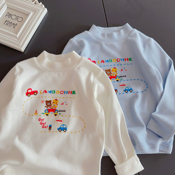 Top de bază pentru copii, mâneci lungi, guler rotund, unisex, 90% poliester, iarna 2025