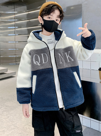 Palton pentru copii băieți cu căptușeală fleece, stil coreean, fermoar, material gros