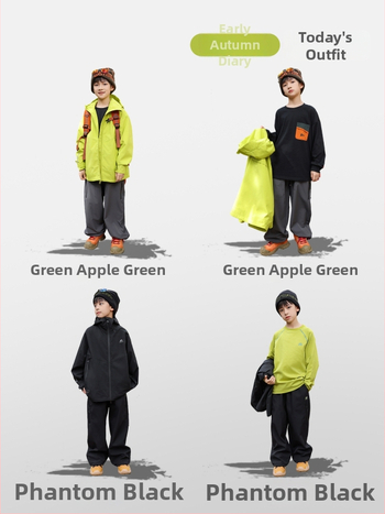 Bērnu DuPont soft shell jaka ar kapuci, divu daļu komplekts, ūdensizturība 8000 mm, elpojoša