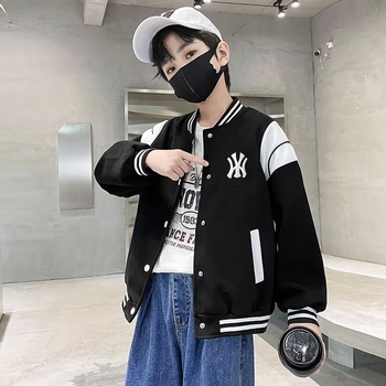 Geacă de iarnă pentru copii, căptușită cu polar, exterior din poliester, guler înalt, stil koreean