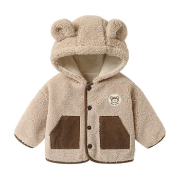 Jachetă pentru copii cu glugă, umplutură din bumbac, stil coreean, gros, căptușeală din poliester