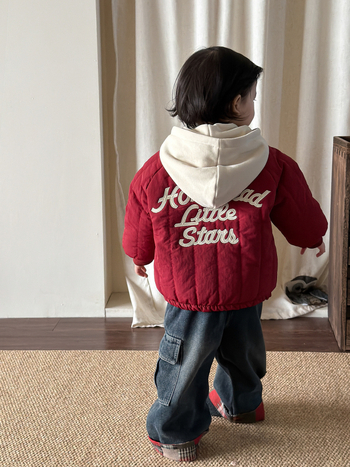 Inko dječja zimska jakna za dječake, koreanskog stila, kapuljača, debeli flis unutarnja podstava, vanjski materijal od pamuka, podstava od poliester