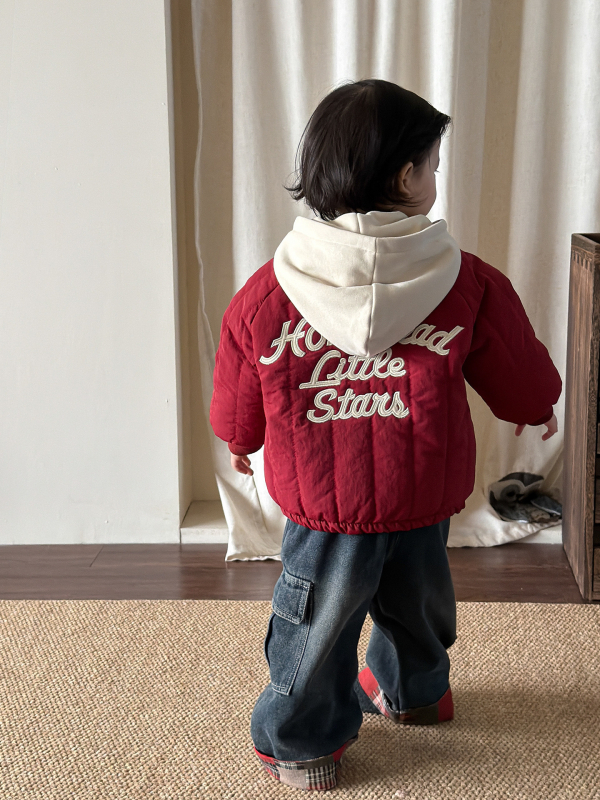 Inko dječja zimska jakna za dječake, koreanskog stila, kapuljača, debeli flis unutarnja podstava, vanjski materijal od pamuka, podstava od poliester