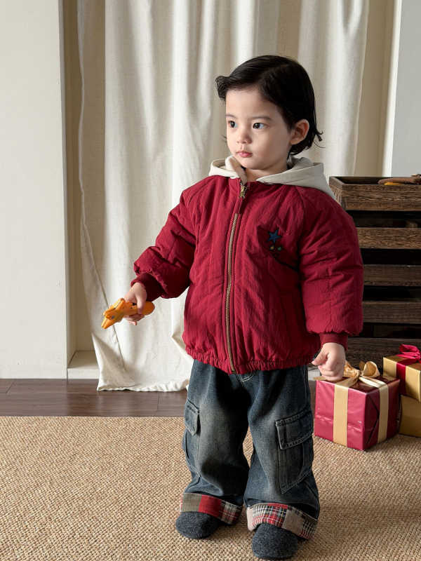 Inko dječja zimska jakna za dječake, koreanskog stila, kapuljača, debeli flis unutarnja podstava, vanjski materijal od pamuka, podstava od poliester