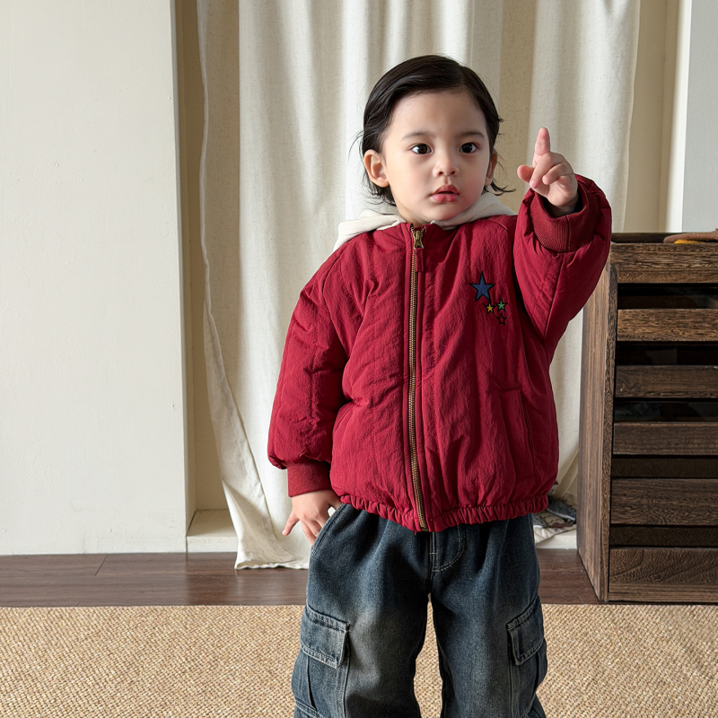 Inko dječja zimska jakna za dječake, koreanskog stila, kapuljača, debeli flis unutarnja podstava, vanjski materijal od pamuka, podstava od poliester