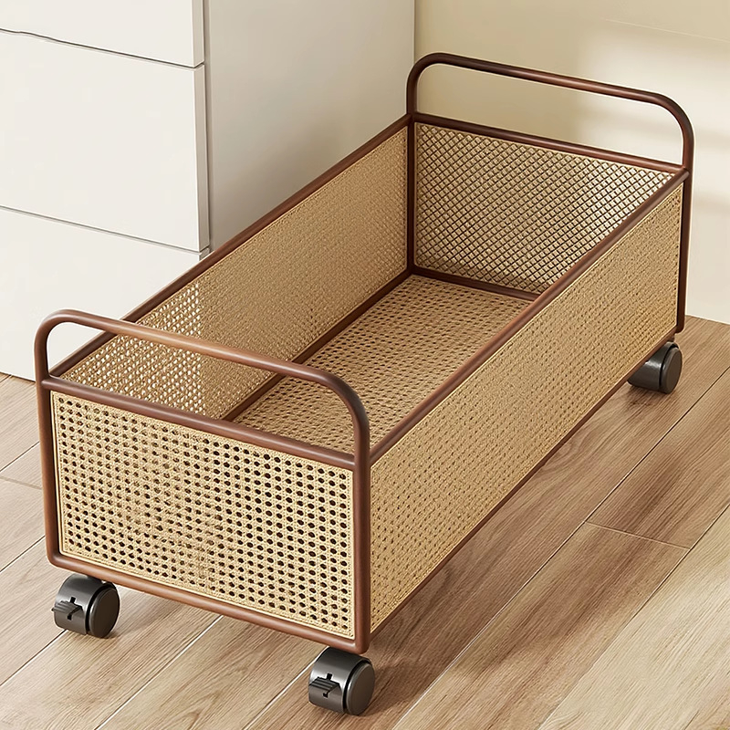 Raamatute hoiukarp ratastega laua all – mobiilne rauakonstruktsioon, kaasaegne minimalistlik stiil, maht kuni 5 L, mitmekülgne hoiustamine